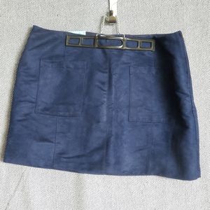 Old Navy: Faux-Suiede Mini-Skirt -Dark Blue - Pockets - Zipper - Size 16W - BNWT